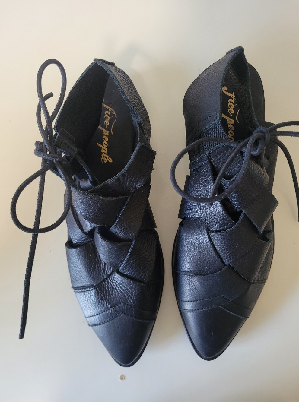 Free People Destino Woven Leather Lace Up Flats, VGUC, Size 39 - Picture 9 of 11